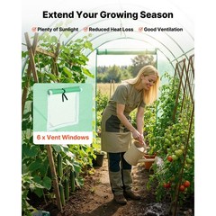 Hoop House Greenhouse 10x7x7ft Reinforced Steel, PE Cover, Vent Windows