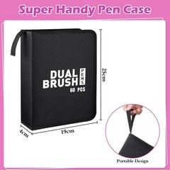 60 Dual Tip Colouring Pens, Felt Tip Brush Drawing Art Pen for Painting, Writing