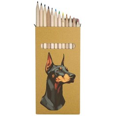 12 x ‘Doberman Dog Portrait’ Long Colour Pencils (PE00080193)