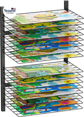 Wall Mount Art Drying Rack, 16 Removable Shelves Metal Paint Drying Rack, Space-