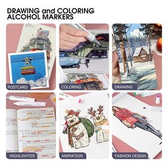 Alcohol Markers for Drawing Coloring 48 Colors Dual-tip Fine and Chisel Tips