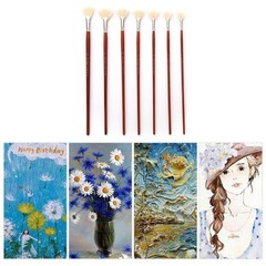 Artist Fan Paint Brushes Set 7pcs Soft Anti-Shedding Bristle Hair Paint Brushes