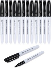 Fine Tip Permanent Markers, 12 Pack – Quick-Dry, Waterproof, Non-Toxic Black Ink