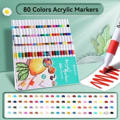 Set of 12-80 acrylic paints, markers for drawing on stones and ceramics.