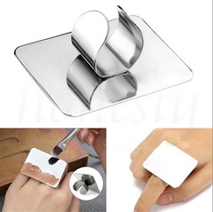 Nail Art Makeup Palette, Stainless Steel Ring mini Ring, Small Square Silver