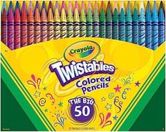 Crayola Twistables Colored Pencil Set for Kids (50Ct), No Sharpen Coloring Book