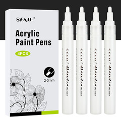 SFAIH White Paint Markers Pens – 4 Pack 2-3MM Medium Tip Acrylic White Out Marke