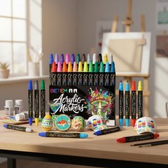 Multicolor Acrylic Paint Pens Set with Fine and Round Nibs for Creative Projects