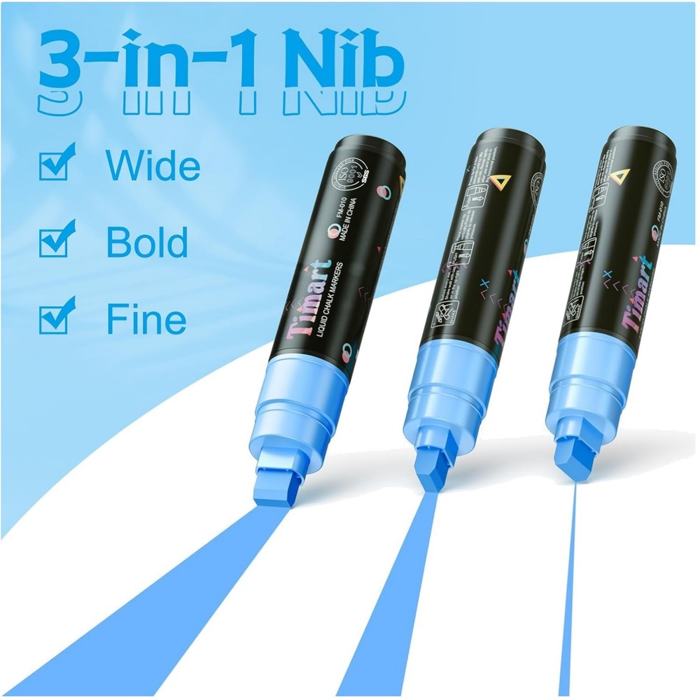 Eco-Friendly Chalk Markers – Jumbo 10mm Tip, 8 Pack