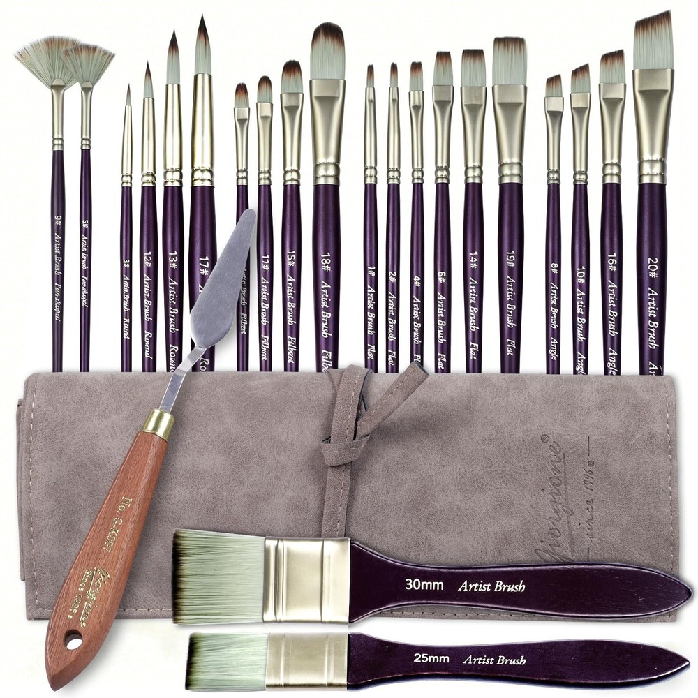 XWT 23pcs Paint Brush Set, Professional Varies (Small to Large), Purple
