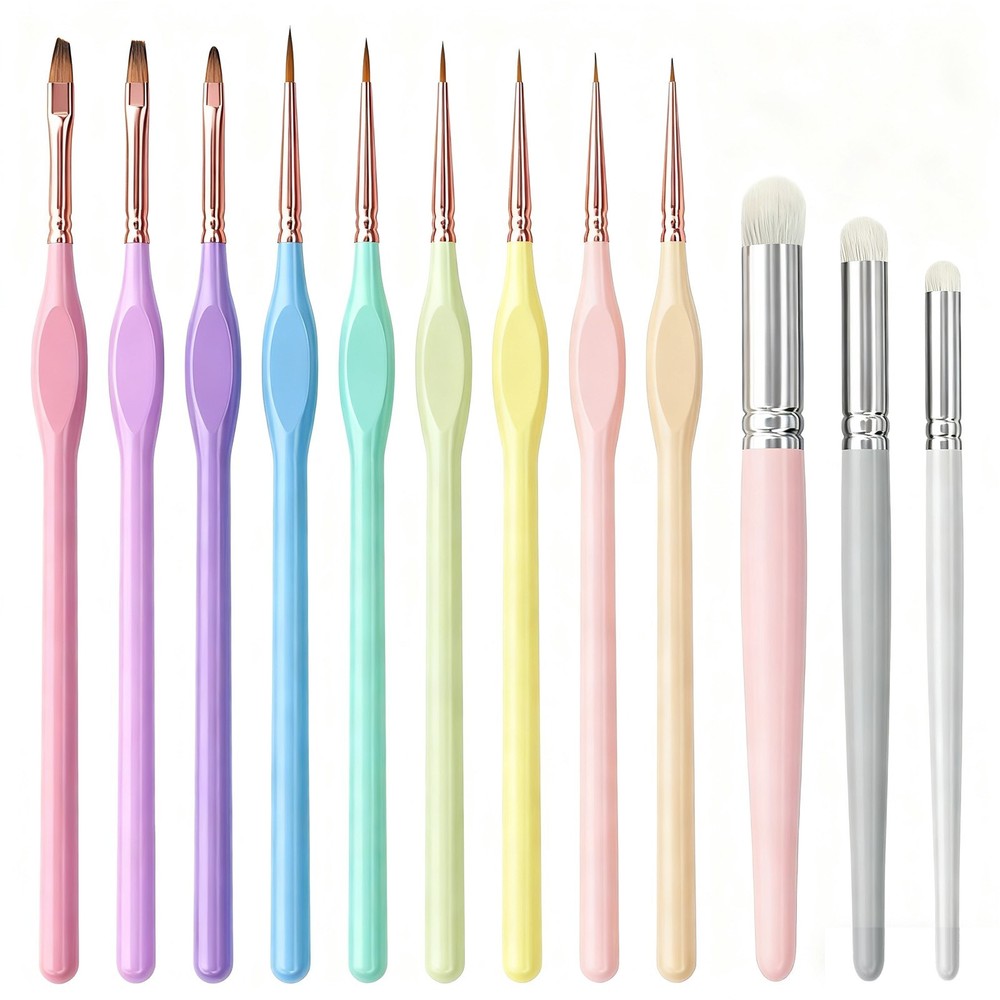 Fine Tip Paint Brushes 12Pcs, Miniature Models, Crafts, Oil Watercolor, Pastel