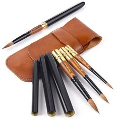 Travel Watercolor Brushes, Fuumuui 3Pcs Plein Air Elegant Medium, Black-3pcs