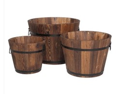 Outdoor Reinforced And Anticorrosive Wooden Pot Set Of Three