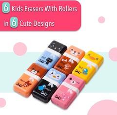 Mr. Pen- Erasers for Kids, 6 6 Count (Pack of 1), A. 6 Different Cute Designs