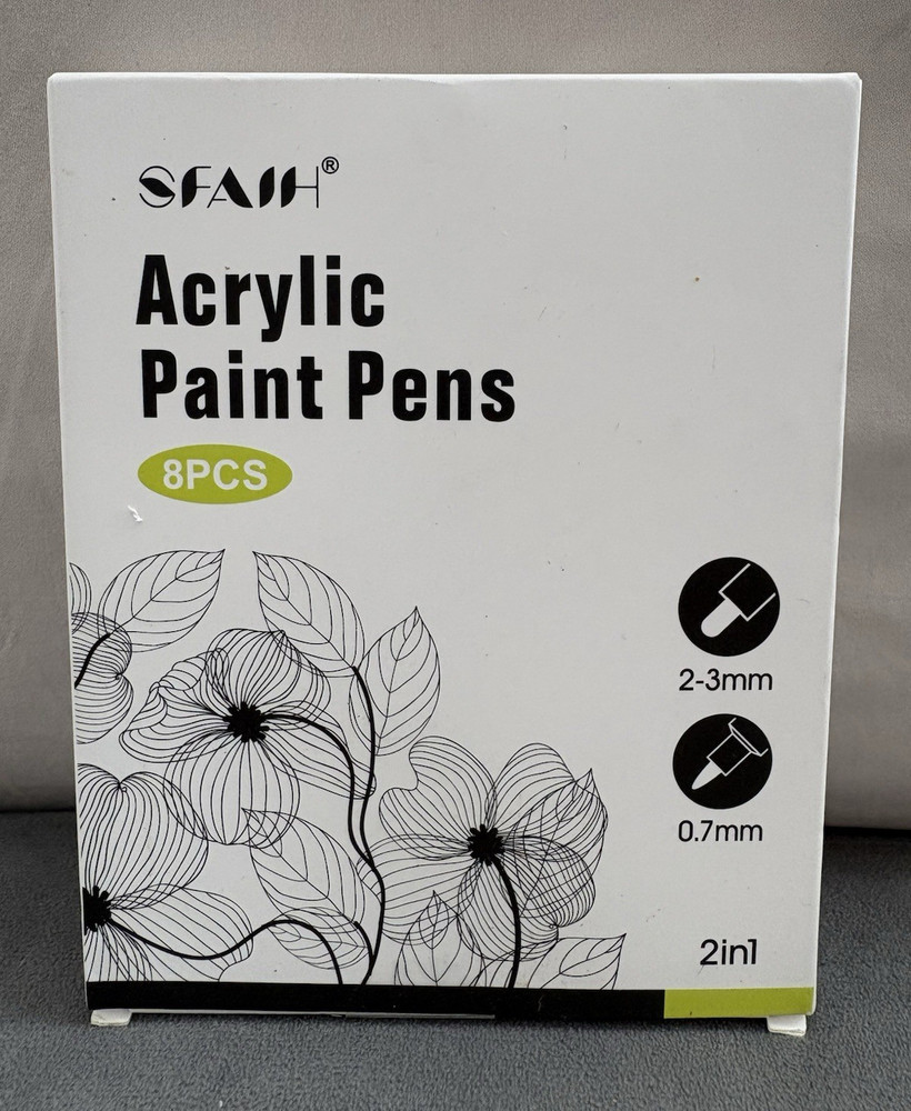 SFAIH White Acrylic Paint Marker Pens Set 8PCS 2-in-1 2-3mm & 0.7mm