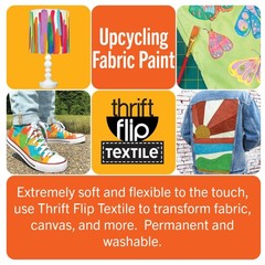 DecoArt Thrift Flip Fabric Acrylic Paint Set – Primary Colors, 9 Bottles (2 f…