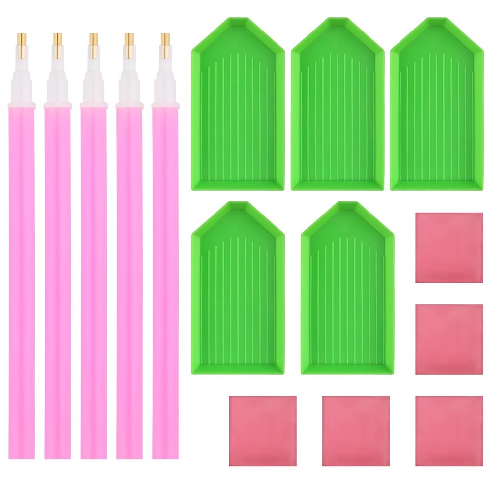 Motroce 15pcs Diamond Painting Tools, 4.5 inches x 1.8 inches, Green and Pink
