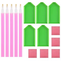 Motroce 15pcs Diamond Painting Tools, 4.5 inches x 1.8 inches, Green and Pink
