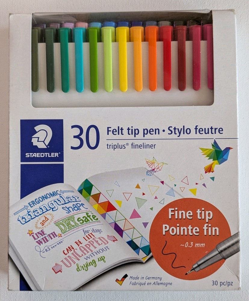 Staedtler 30 Felt Tip Pen Fine Tip Triangular Shape 0.3 mm. New.