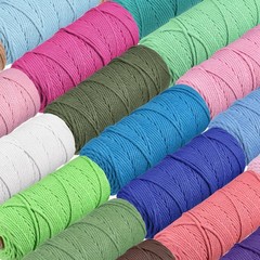 4 Pcs Cotton Rope 4 Strand Twisted Braided Rope Milky Green 109 Yard 3mm Dia