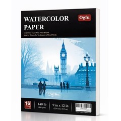 Ogfu Watercolor Paper Pad 9″x12″, 9″X12″ (Pack of 1) Fold-Over, White