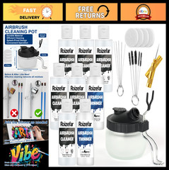 Airbrush Cleaning Kit – Pot, 6 Cleaners & 2 Thinners for Water-Based & Acrylic P