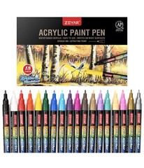 ZEYAR Premium Acrylic Paint Pen Water Based Extra Fine Point 18 Colors