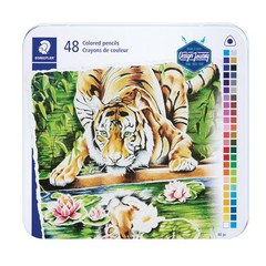 Colored Pencils Triangular Barrel 48 Pack Assorted Metal Tin 1278 M48 PC