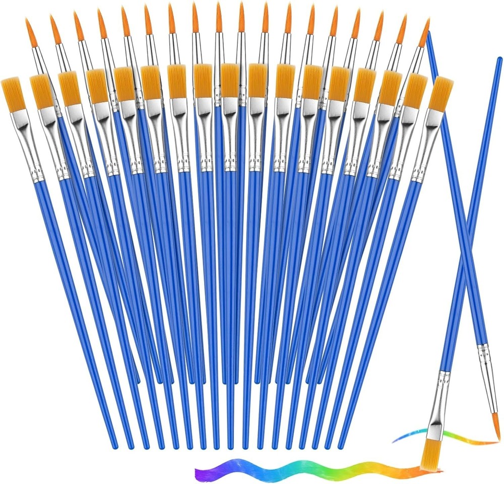 88PCS Small Paint Brushes – Flat & Round Nylon Brushes for Acrylic, Oil, Waterco