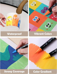 30 Colors Dual Tip Acrylic Paint Markers, Premium Brush&Fine Acrylic Paint Pens