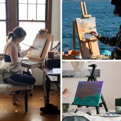 Professional All-in-Art Painting Kit with Beech Wood French Easel, 96 Acrylic…