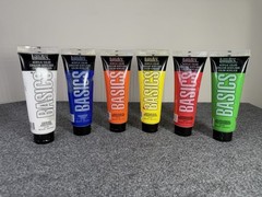 Liquitex Basics Acrylic Paint Lot 6 Artist Colors Mixed Media Used