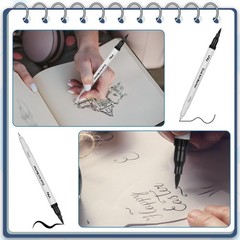 100 PCS Black Drawing Pens Dual Brush Fineliner Felt Tip Marker Sketch Art