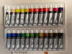 Lot of 24 Daler Rowney Simply Acrylic Paints Barely Used with Box .4oz Tubes