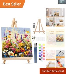 Beginner-Friendly Wildflowers Paint by Numbers with Frame & Easel – 10×10