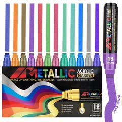 Metallic Jumbo Poster Markers 12 Colors 15mm Felt Tips Acrylic Paint Pens for…