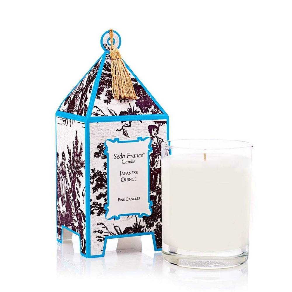 Seda France Classic Toile Japanese Quince Mini Pagoda Candle 2 ounce, White