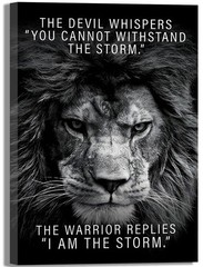 Black and White Lion Inspiring Canvas Wall Art Animal Motivational Picture Ma…