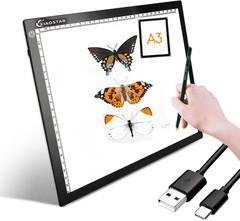 Light Box Drawing Pad A3, Tracing Board with Type-C Charge Cable and Brightness