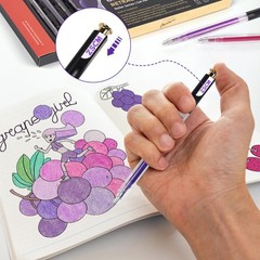 Retractable Glitter Gel Pens, 12 Colors Large Capacity Purple Glitter Metalli…