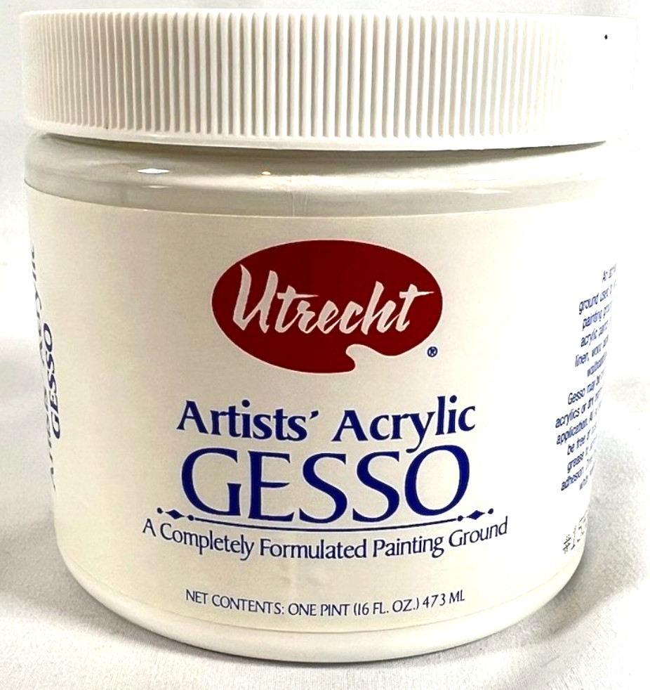 Artists Acrylic Gesso – White, to prep boards and canvases 16 oz one PINT NEW