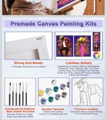 2 Pack Paint and Sip Canvas Painting Kit Pre Drawn Canvas for Painting for Adult