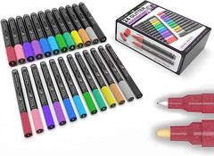 Acrylic Paint Markers Paint Pens Special Colors Set Extra Fine and Medium Tip Co