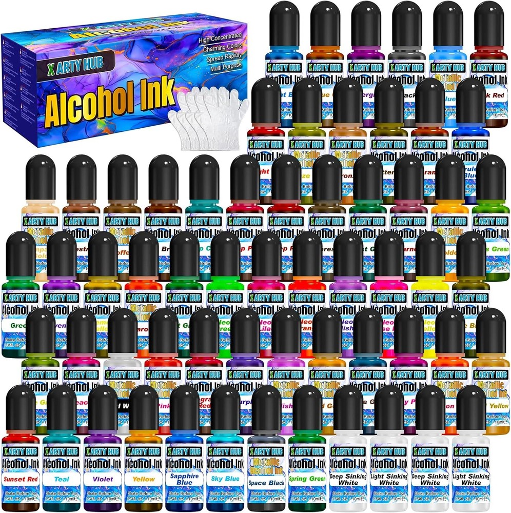 Alcohol Ink Set – 60 Bottles Concentrated Alcohol-Based for Epoxy Resin…