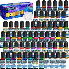 Alcohol Ink Set – 60 Bottles Concentrated Alcohol-Based for Epoxy Resin…