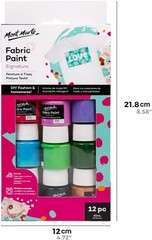 Signature Fabric Paint, 12pc x 0.7oz 20ml, Suitable for DIY Fashion and Homew…