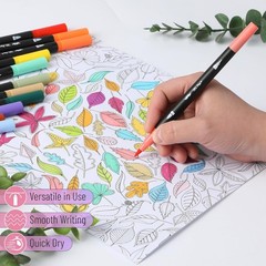 Dual Tip Brush Pens – 12 Assorted Muted Color Markers for Artistic Expression