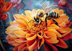 Dahlia Flower Paint by Numbers Kit for Adults DIY Bee Acrylic Canvas Art Set