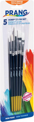 Hobby Five-Brush Set, Assorted Sizes, Natural Hair, Flat; round Profiles, 5/Set