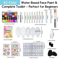 Pintada 42 Color Face Painting Kit for Party – Non 7.8in*5in*0.5in, 42 Colors